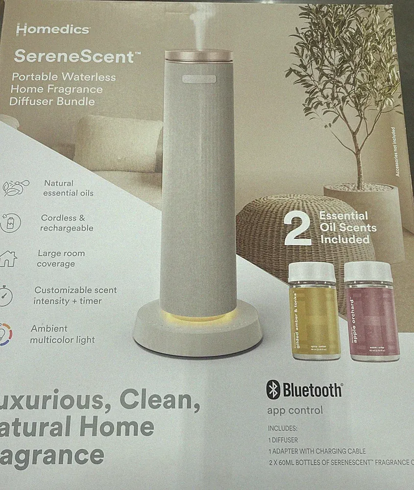 Mothers Day-NIB Homedics SereneScent PortableWaterless Fragrance Diffuser Bundle